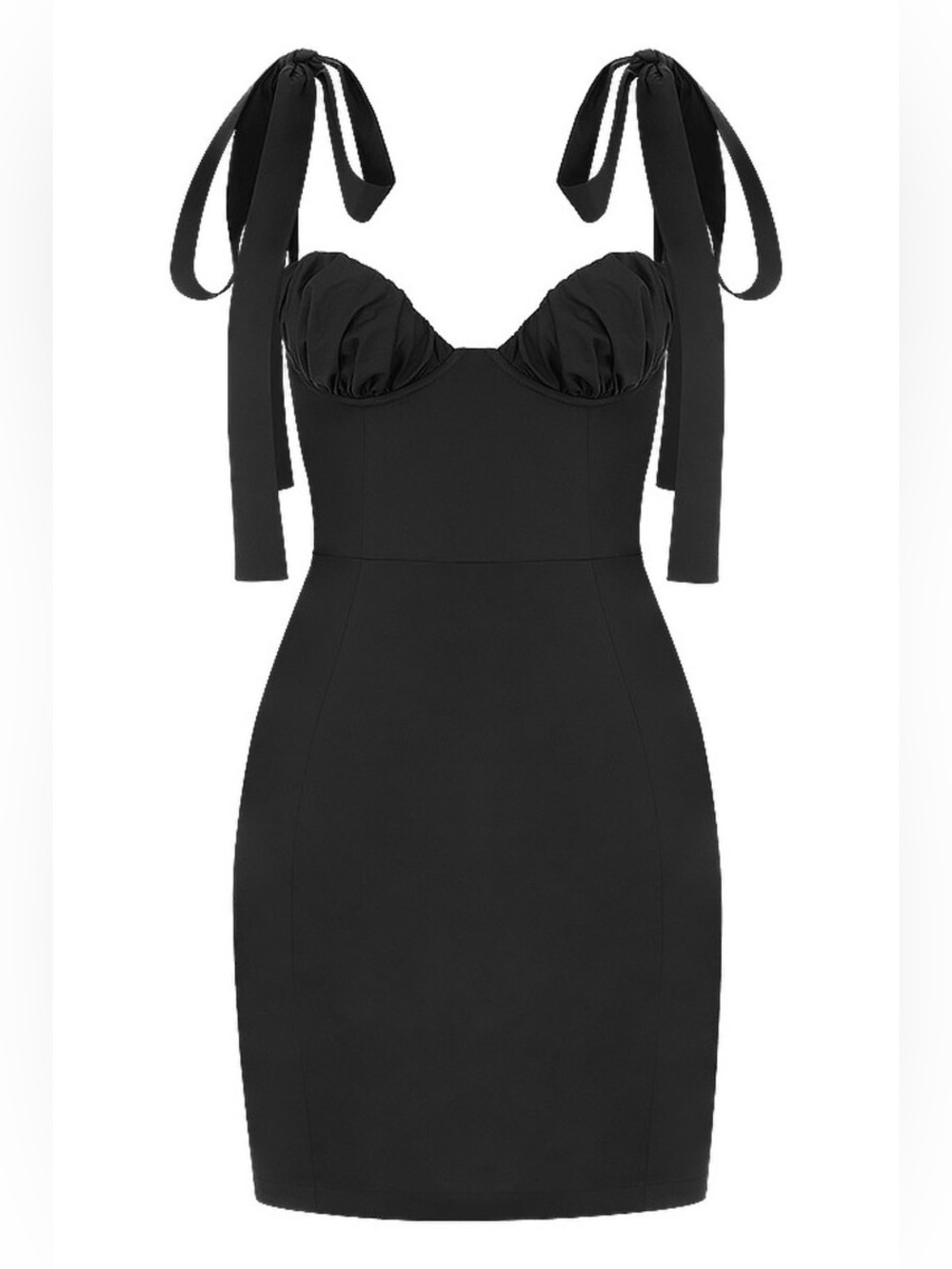 Mistress Rocks Queen Black Twill Mini Dress - Cotton Bustier Dress